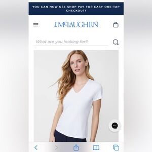 J. McLaughlin new with tags terrine knit top, white solid, v neck.